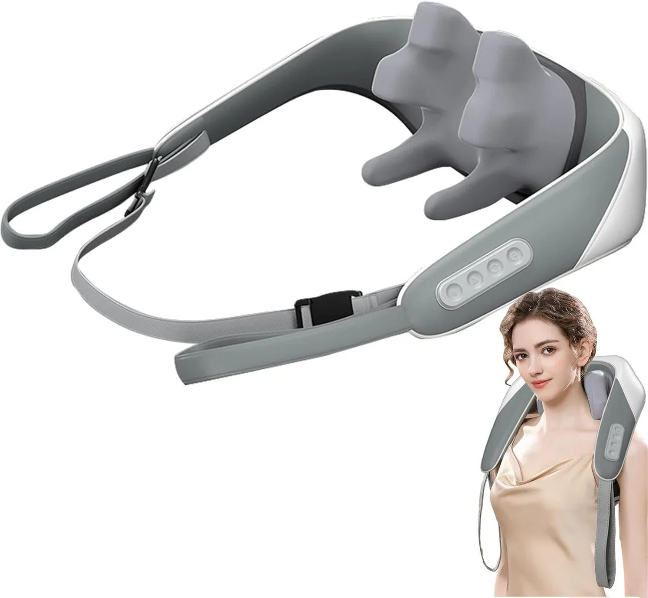 Massager for hips, shoulders and back with therapeutic heat 