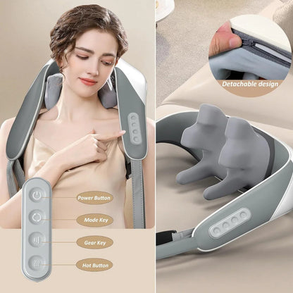 Massager for hips, shoulders and back with therapeutic heat 
