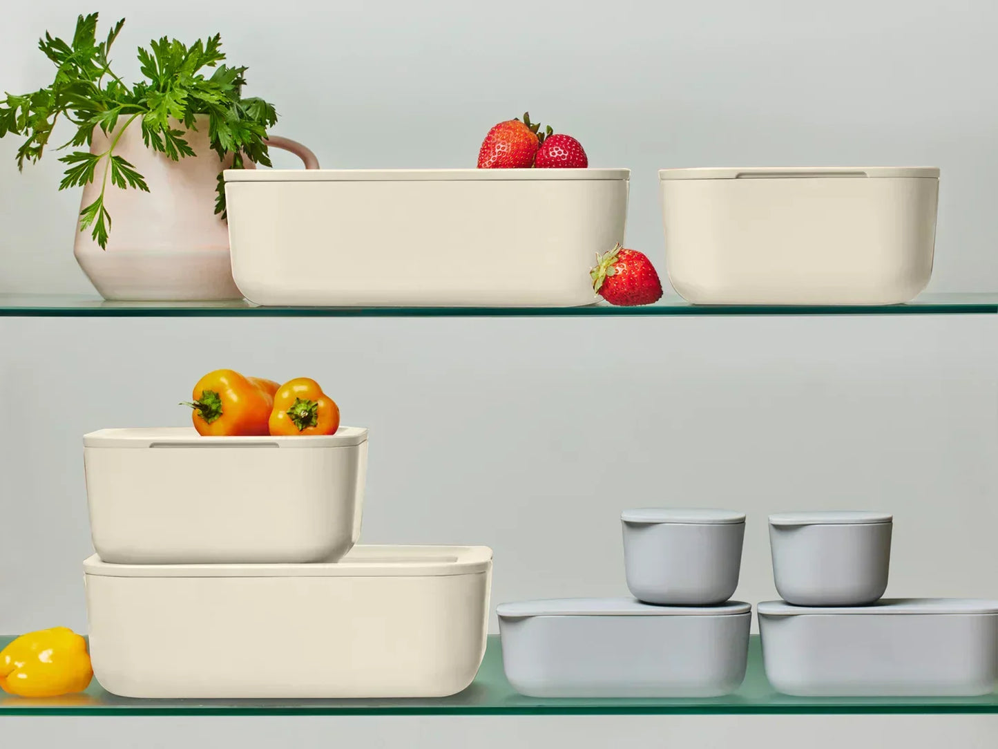 Set of Glass Containers with Ceramic Coating – 14 Pieces