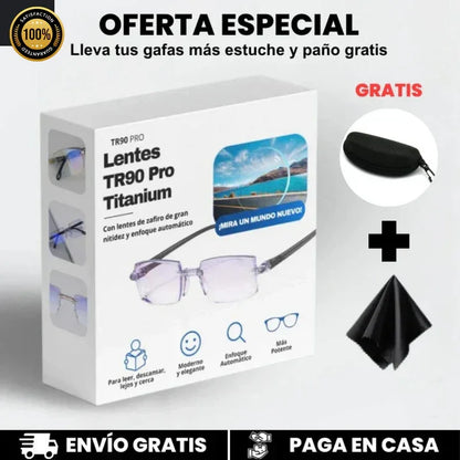TR90 Smart Multifocal Glasses with Automatic Zoom, Blue and Yellow Light Protection 