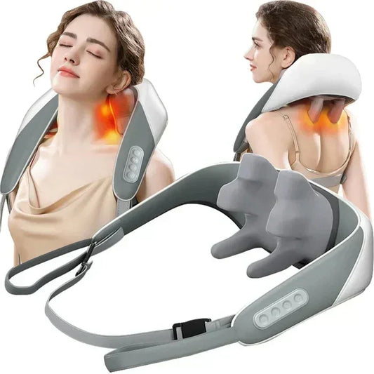 Massager for hips, shoulders and back with therapeutic heat 